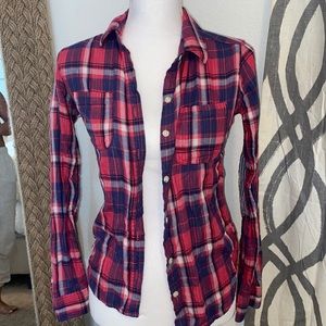 Mossimo pink and navy button down shirt